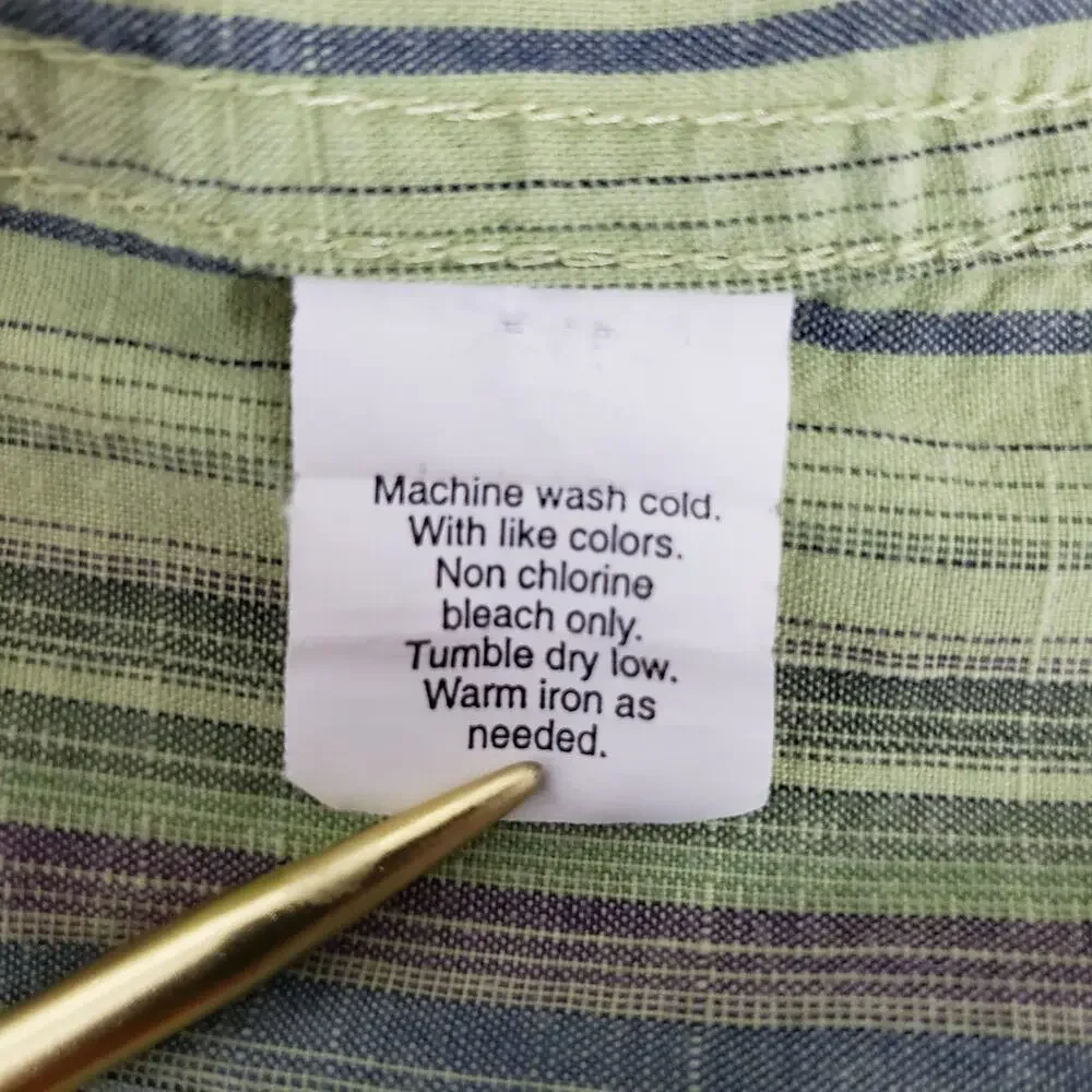 Vintage J. Crew Shirt Men M Green Multicolor Striped Button up Long Sleeve